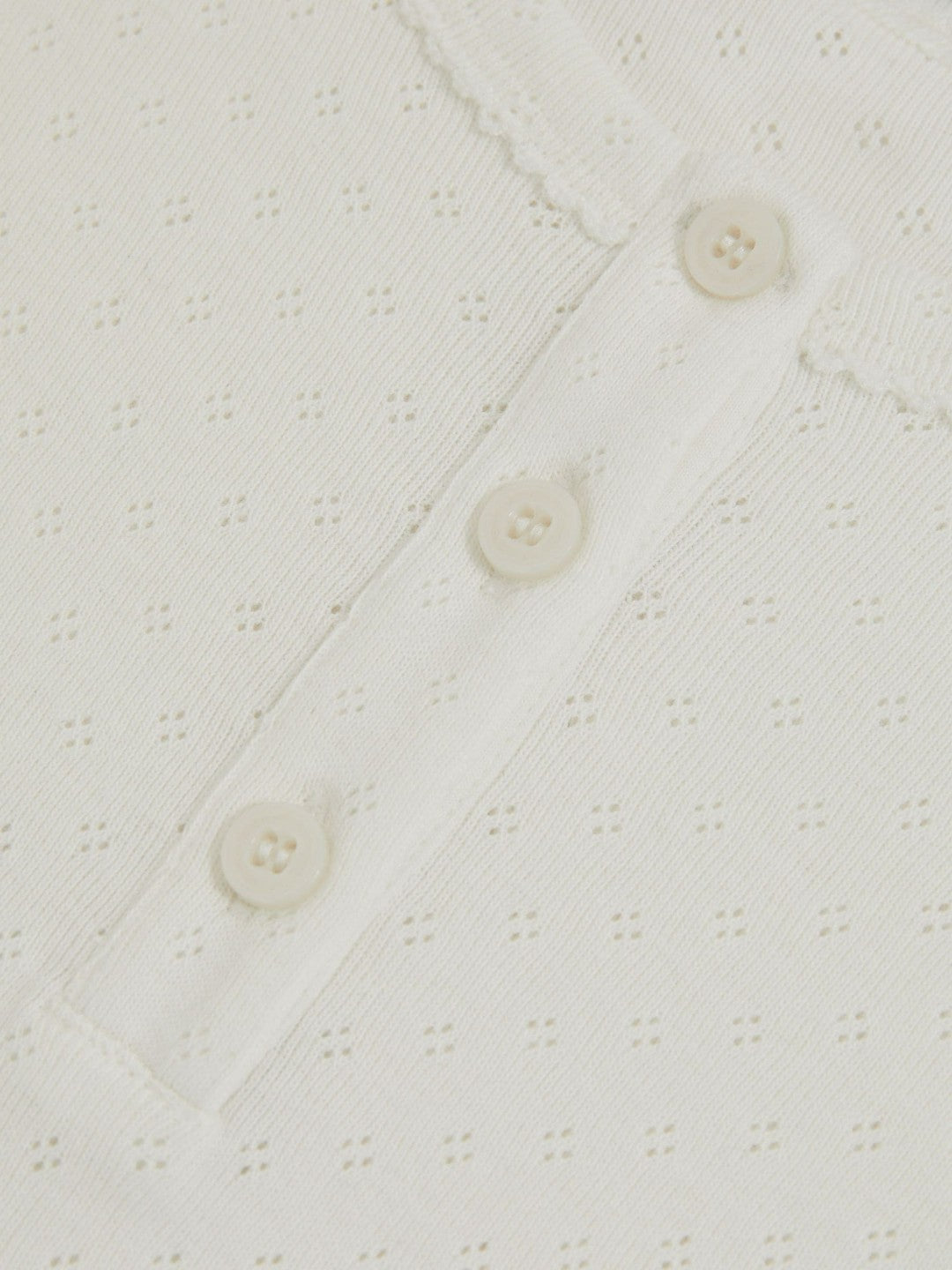 Children & Baby 3-9 yrs Cotton Pointelle Button T-Shirt in Ivory