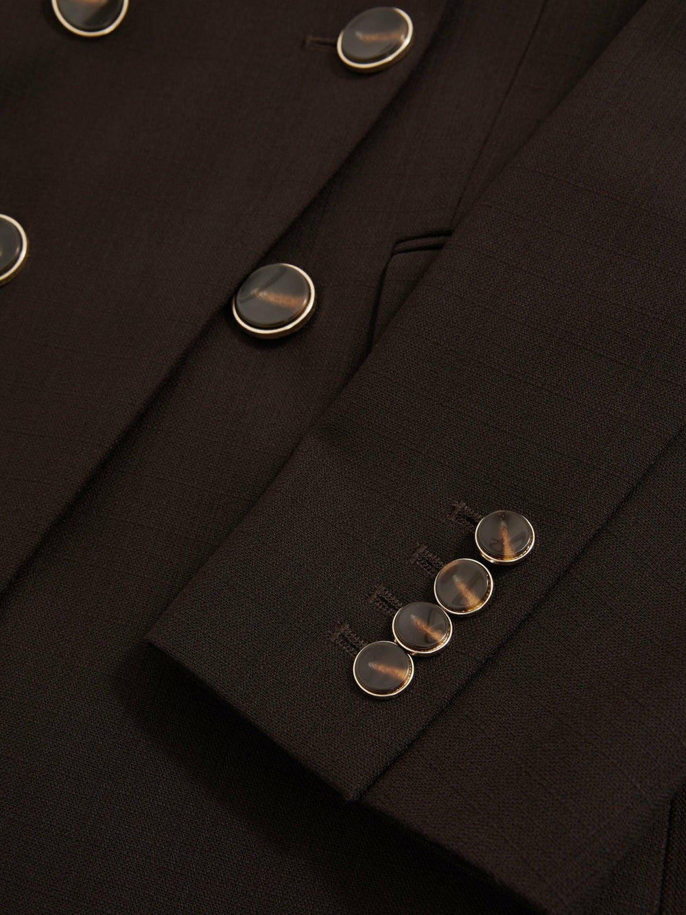 Women Wool-Blend Double-Breasted Blazer in Chocolate Brown