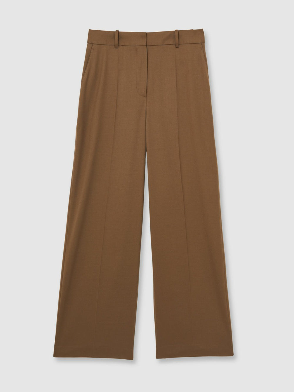 Women Wool-Blend Wide-Leg Suit Trousers in Tan