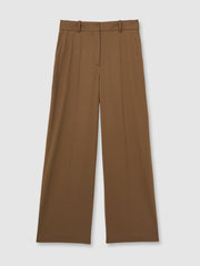 Women Wool-Blend Wide-Leg Suit Trousers in Tan