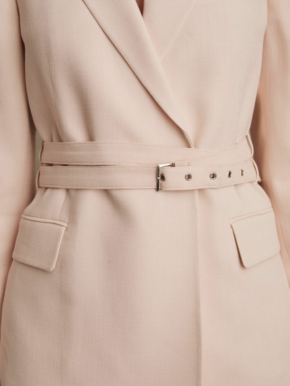 Women Single-Breasted Belted Suit Jacket in Pink