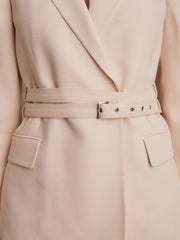 Women Single-Breasted Belted Suit Jacket in Pink