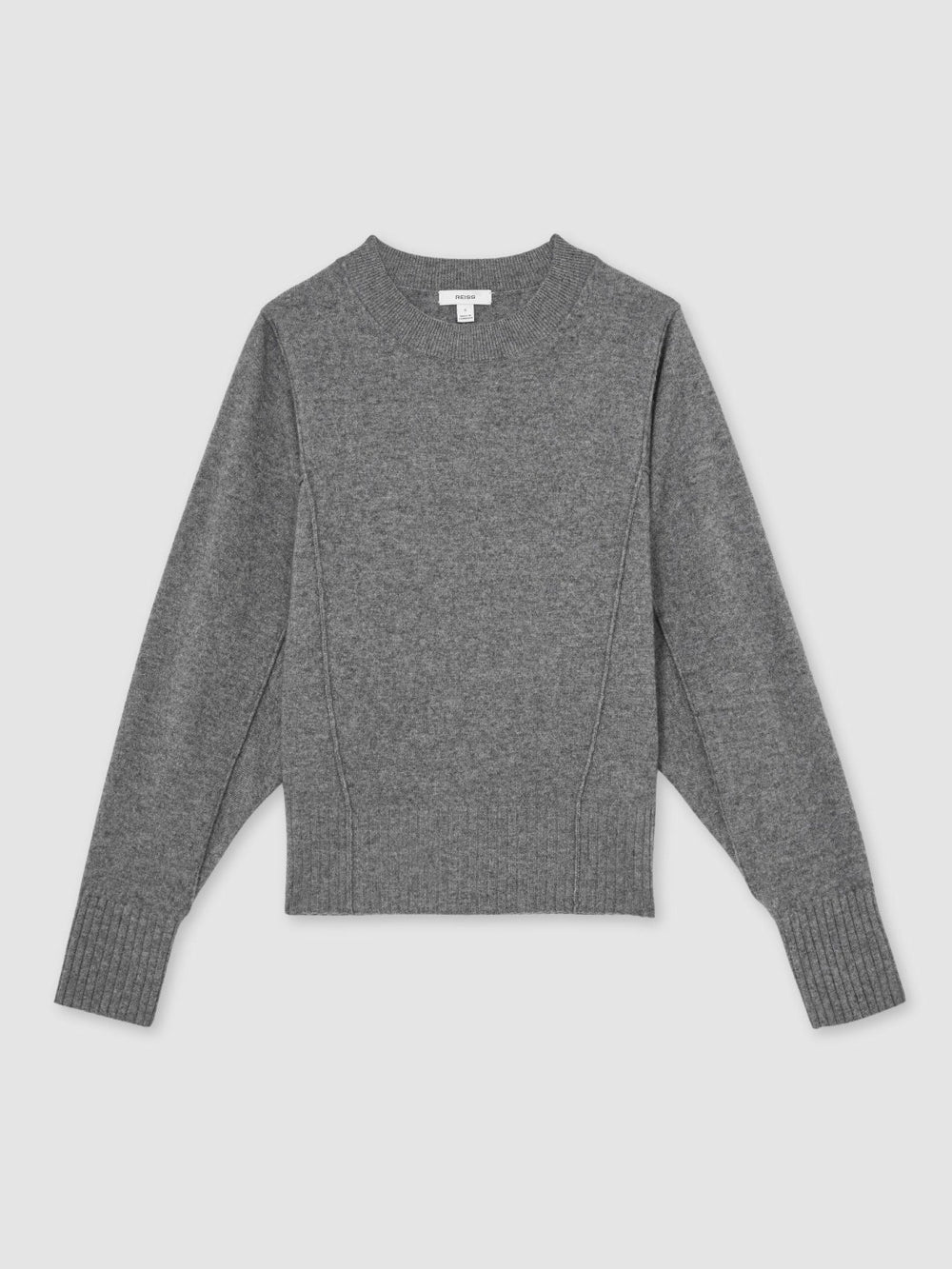 Women Wool-Blend Reverse-Seam Batwing Jumper With Cashmere in Charcoal