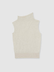 Women Wool Slouched Sleeveless Top in Stone Neutral