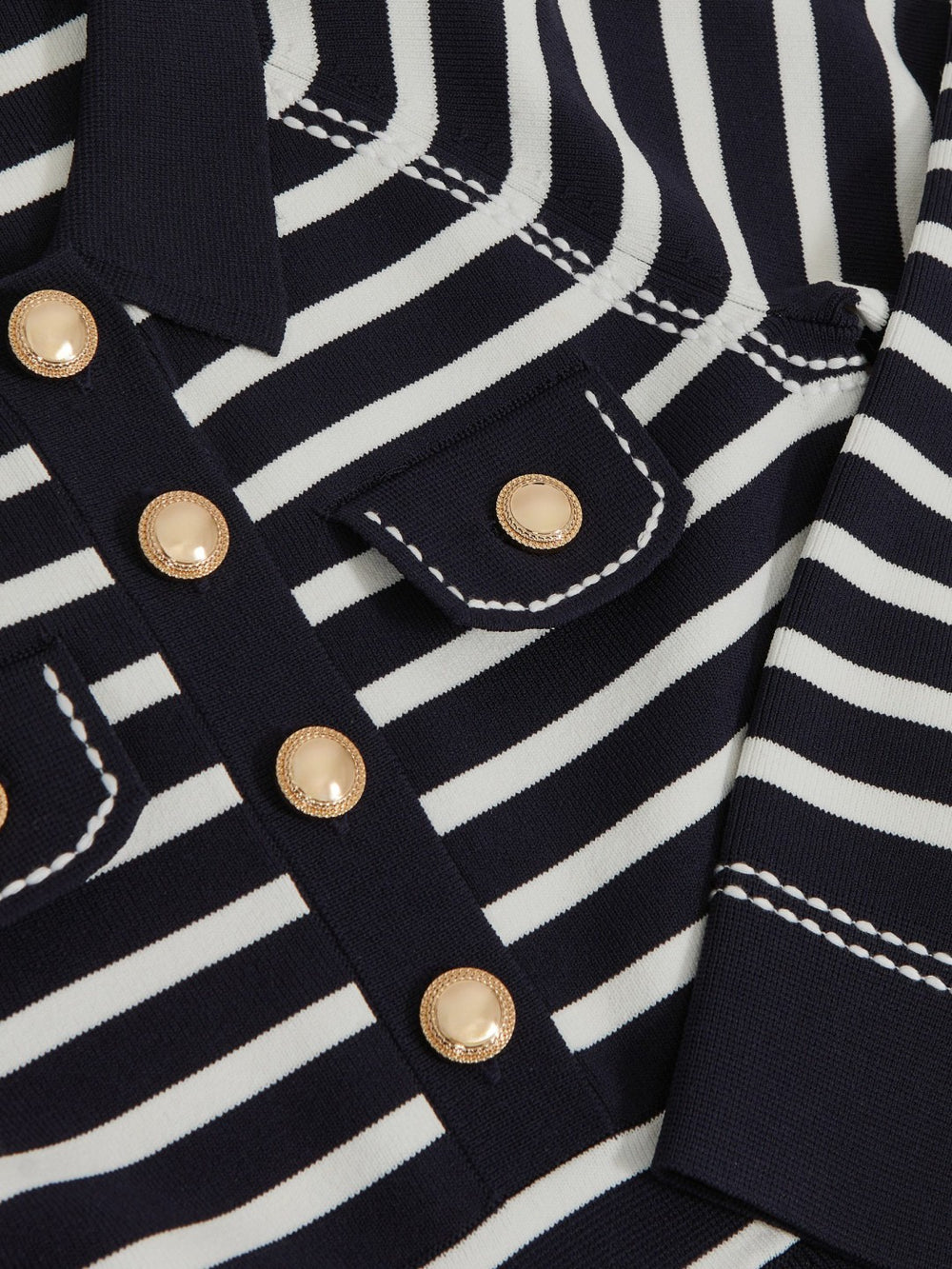Children & Baby 13-14 yrs Button-Detail Stripe Knitted Dress in Navy/White