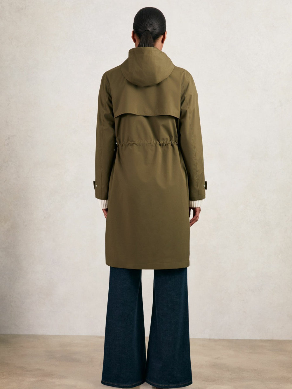 Women Removable-Hood Parka Rain Coat in Khaki