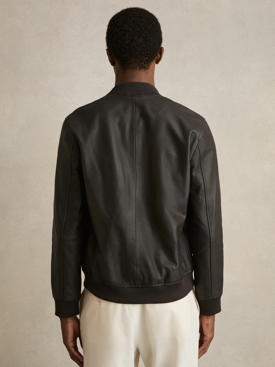 Men Leather Bomber Jacket in Brown