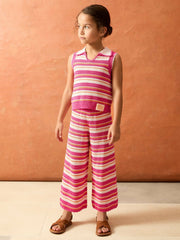Children & Baby 4-9 yrs SmileyWorld Stripe Knit Trousers in Pink