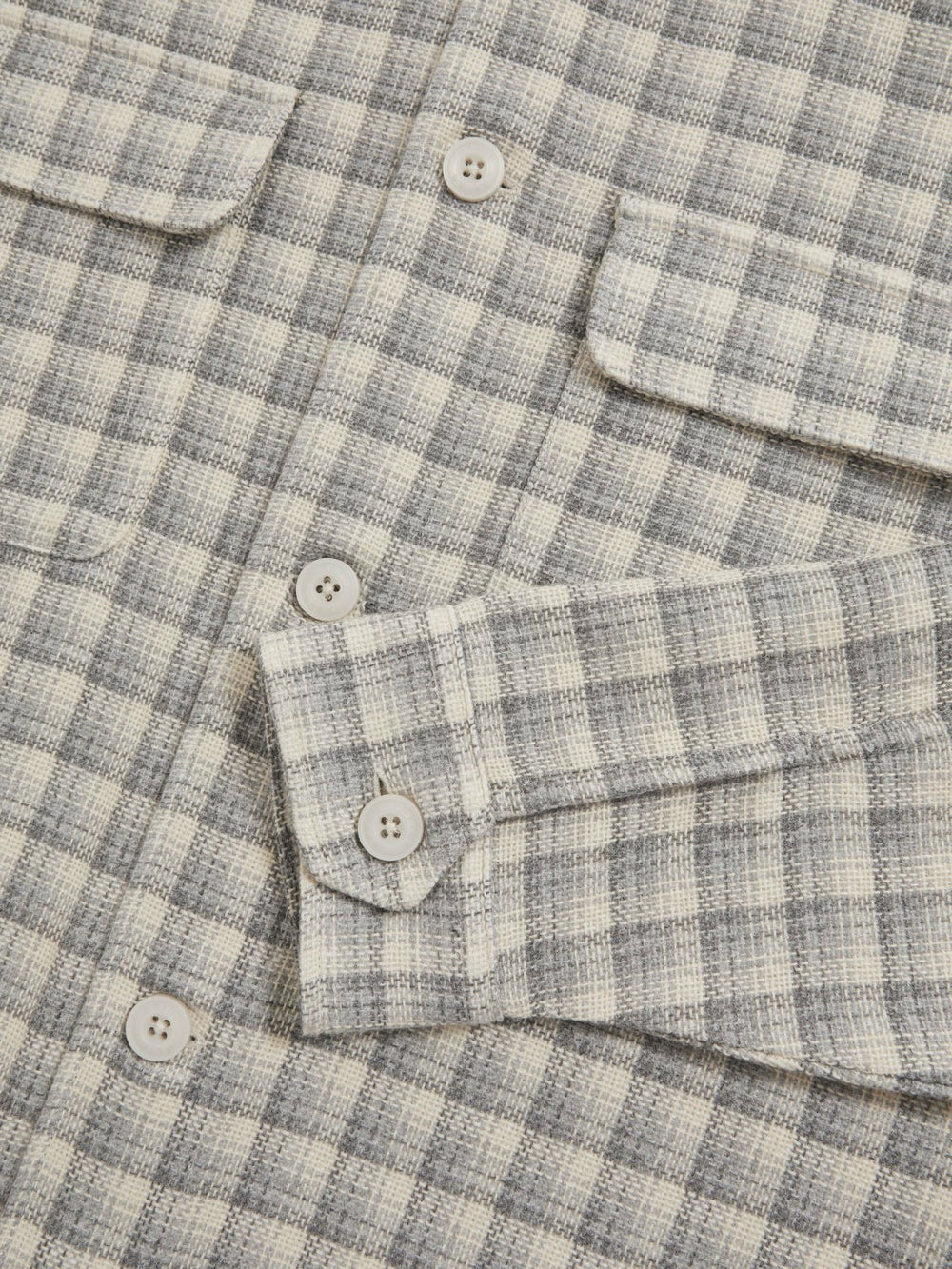 Men Woven Check Twin Pocket Overshirt in Light Grey