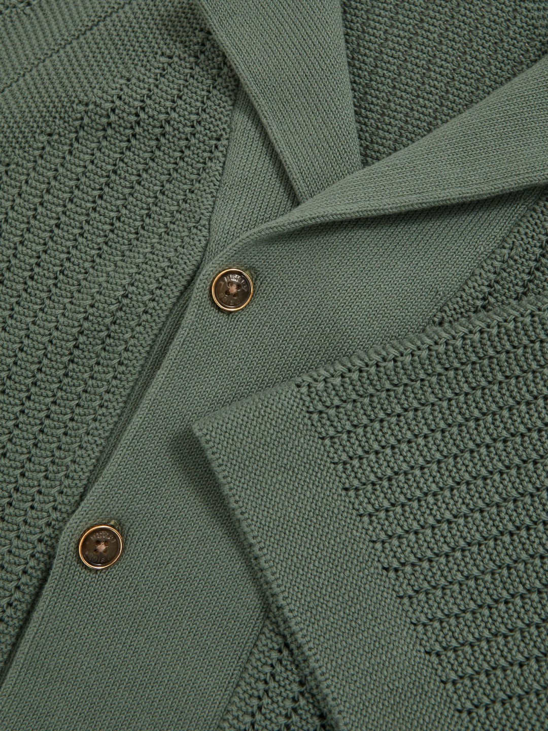 Men Cotton Textured-Knit Cuban-Collar Shirt in Pine Green