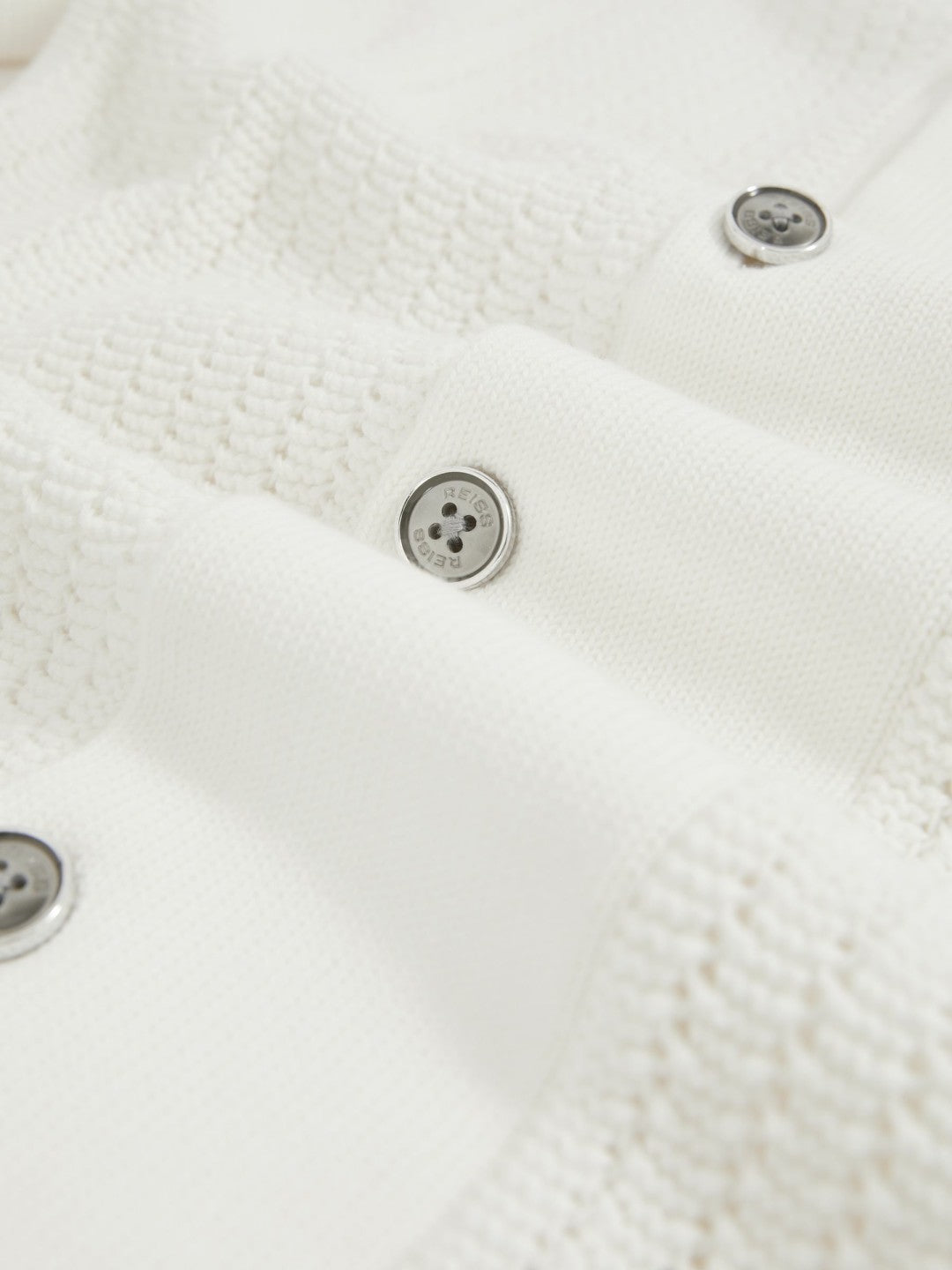Men Cotton Textured-Knit Cuban-Collar Shirt in White