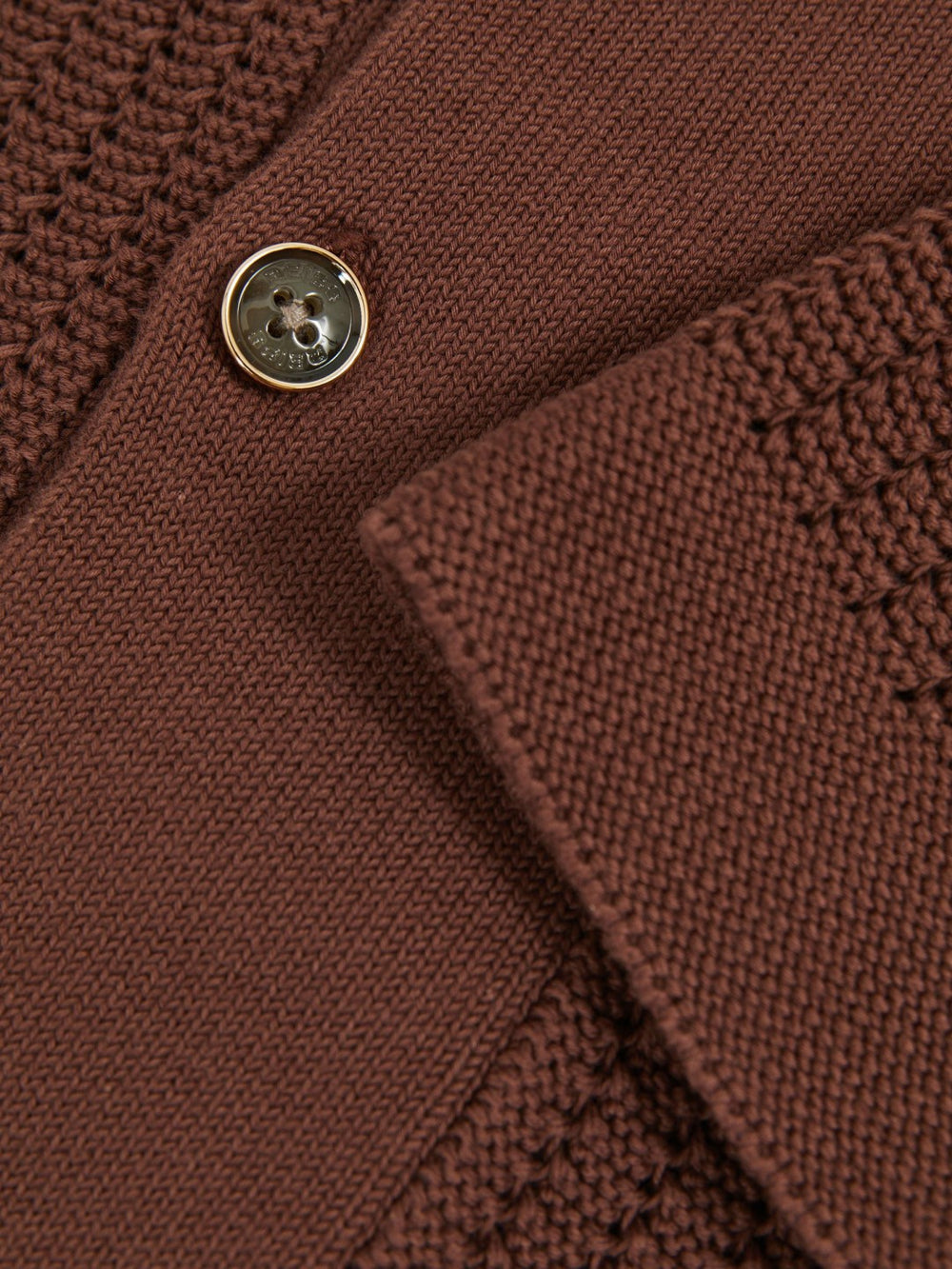 Men Cotton Textured-Knit Cuban-Collar Shirt in Tobacco Brown