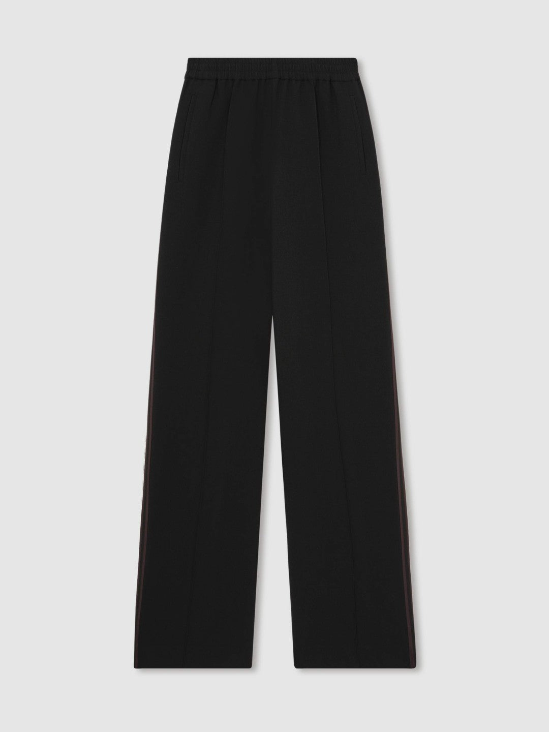 Women Petite Side-Stripe Wide-Leg Trousers in Black