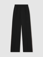 Women Petite Side-Stripe Wide-Leg Trousers in Black