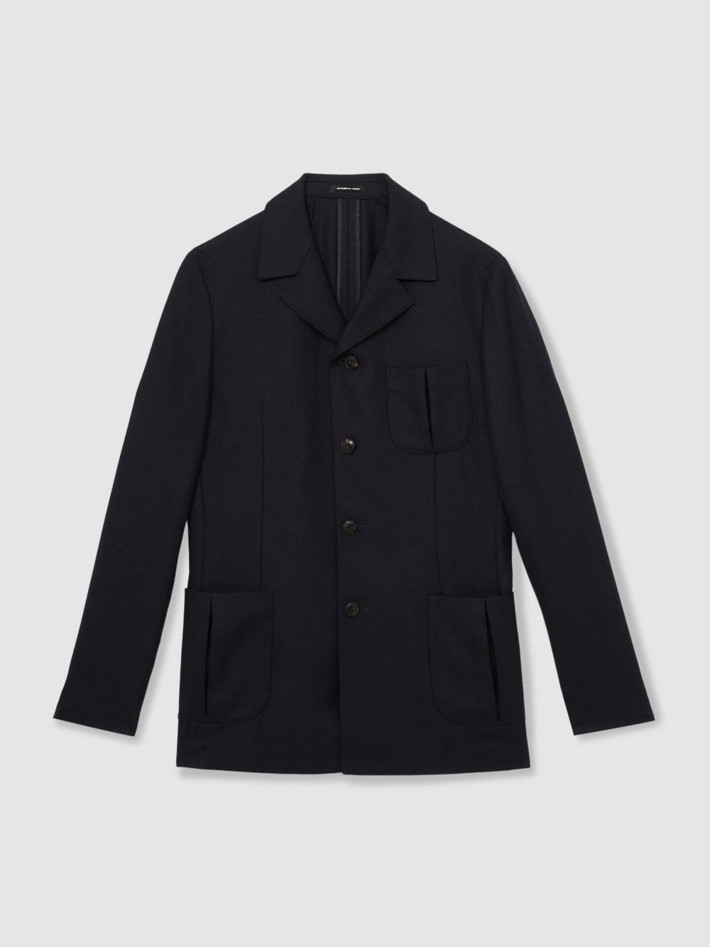 Men Wool-Blend Single-Breasted Blazer Slim-Fit in Navy