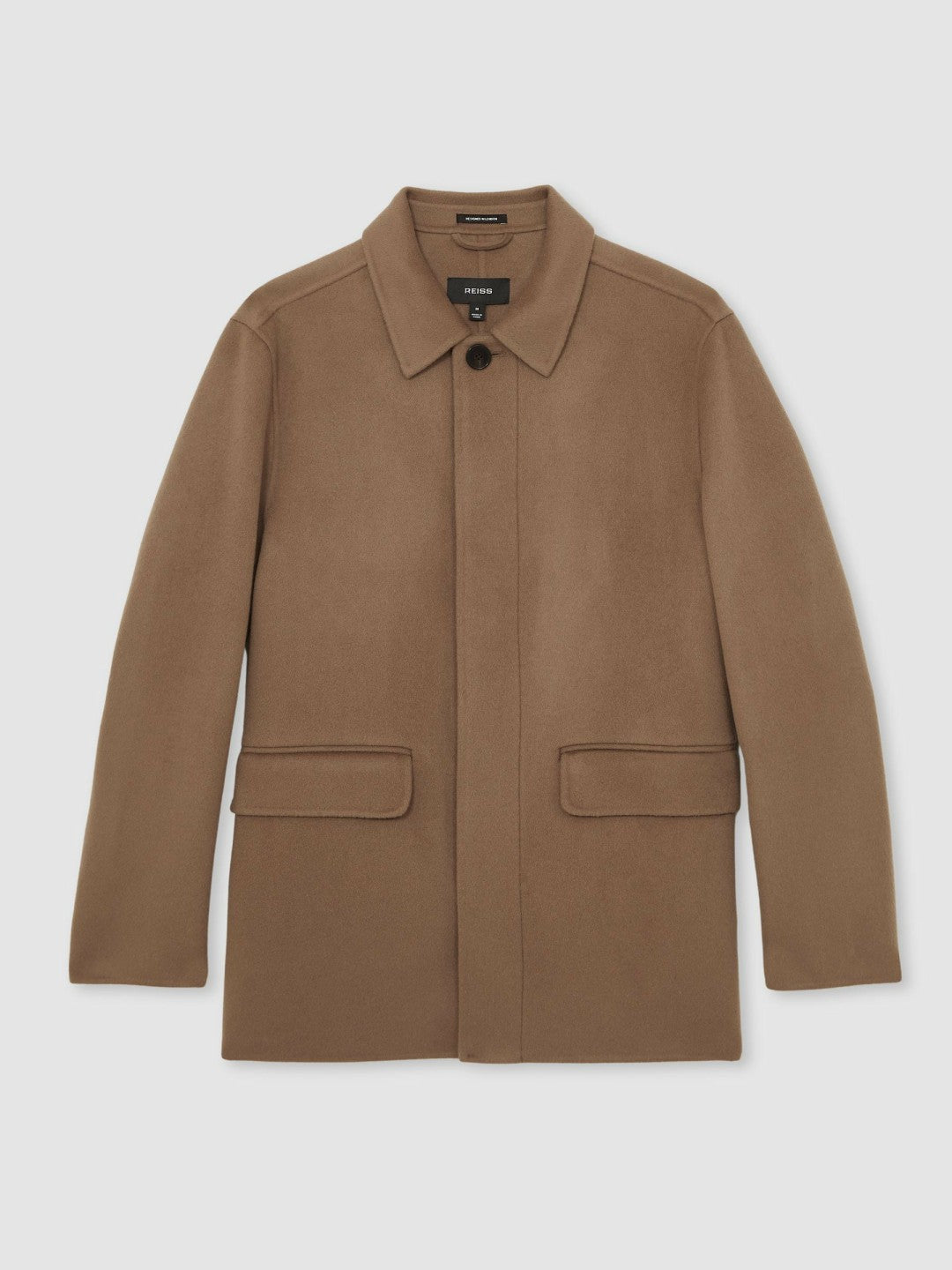 Men Wool Blend Double Face Button Jacket in Brown