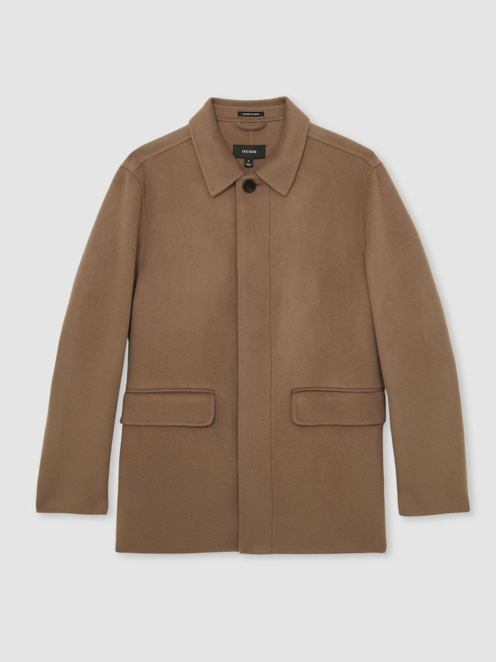 Men Wool Blend Double Face Button Jacket in Brown