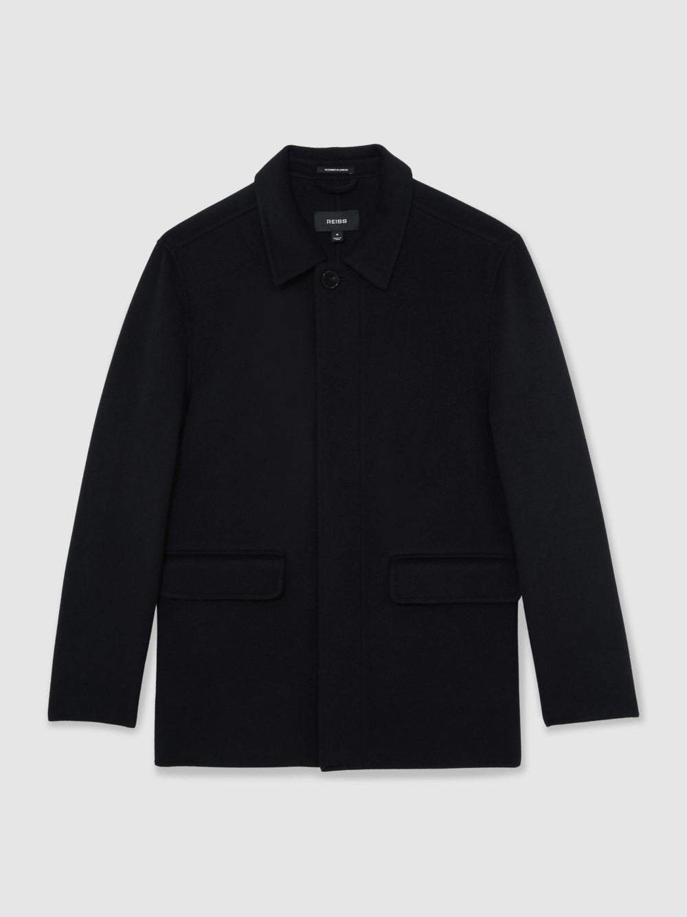 Men Wool Blend Double Face Button Jacket in Navy
