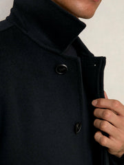 Men Wool Blend Double Face Button Jacket in Navy