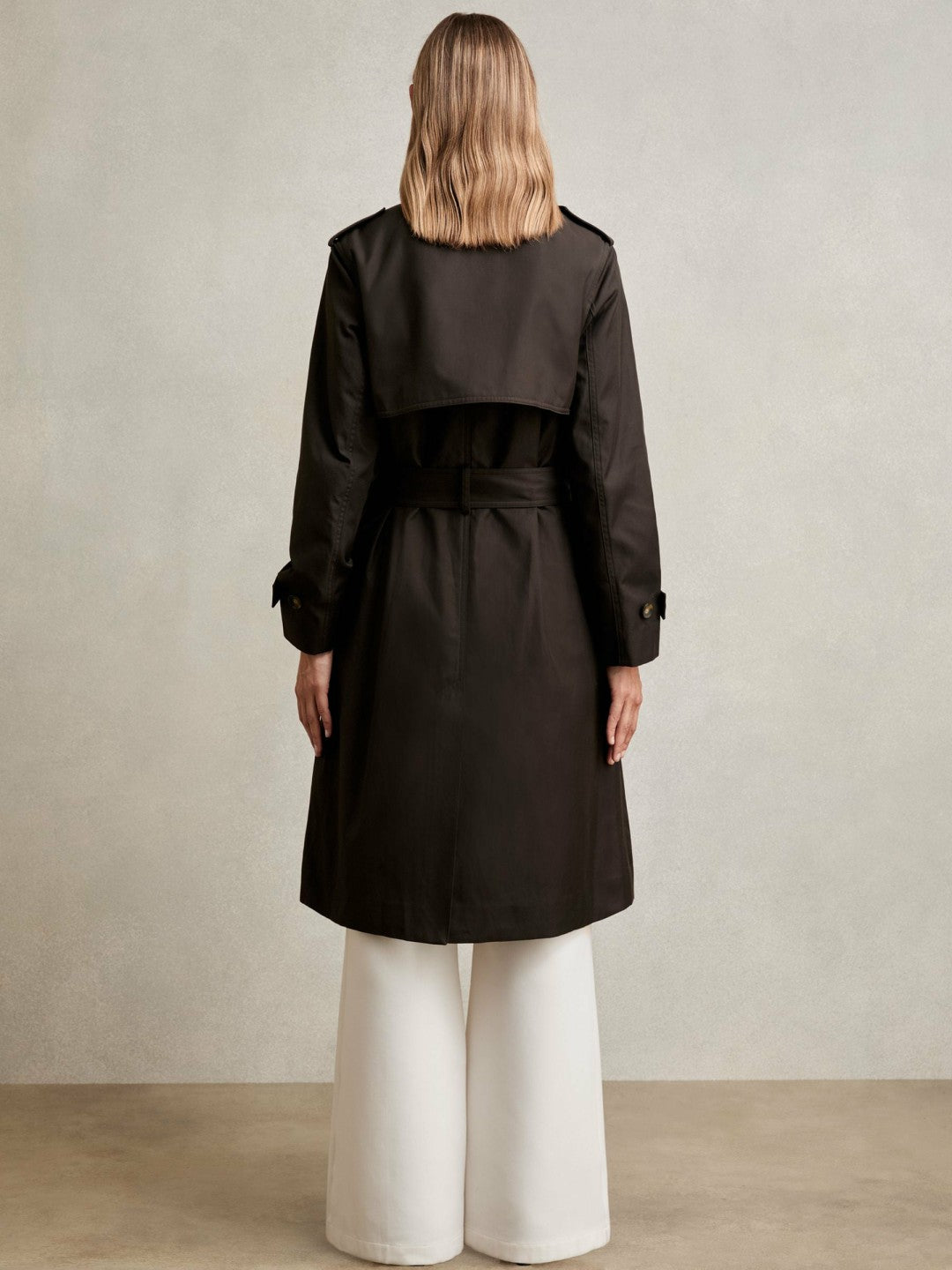 Women Petite Hooded Insert Trench Coat in Chocolate Brown