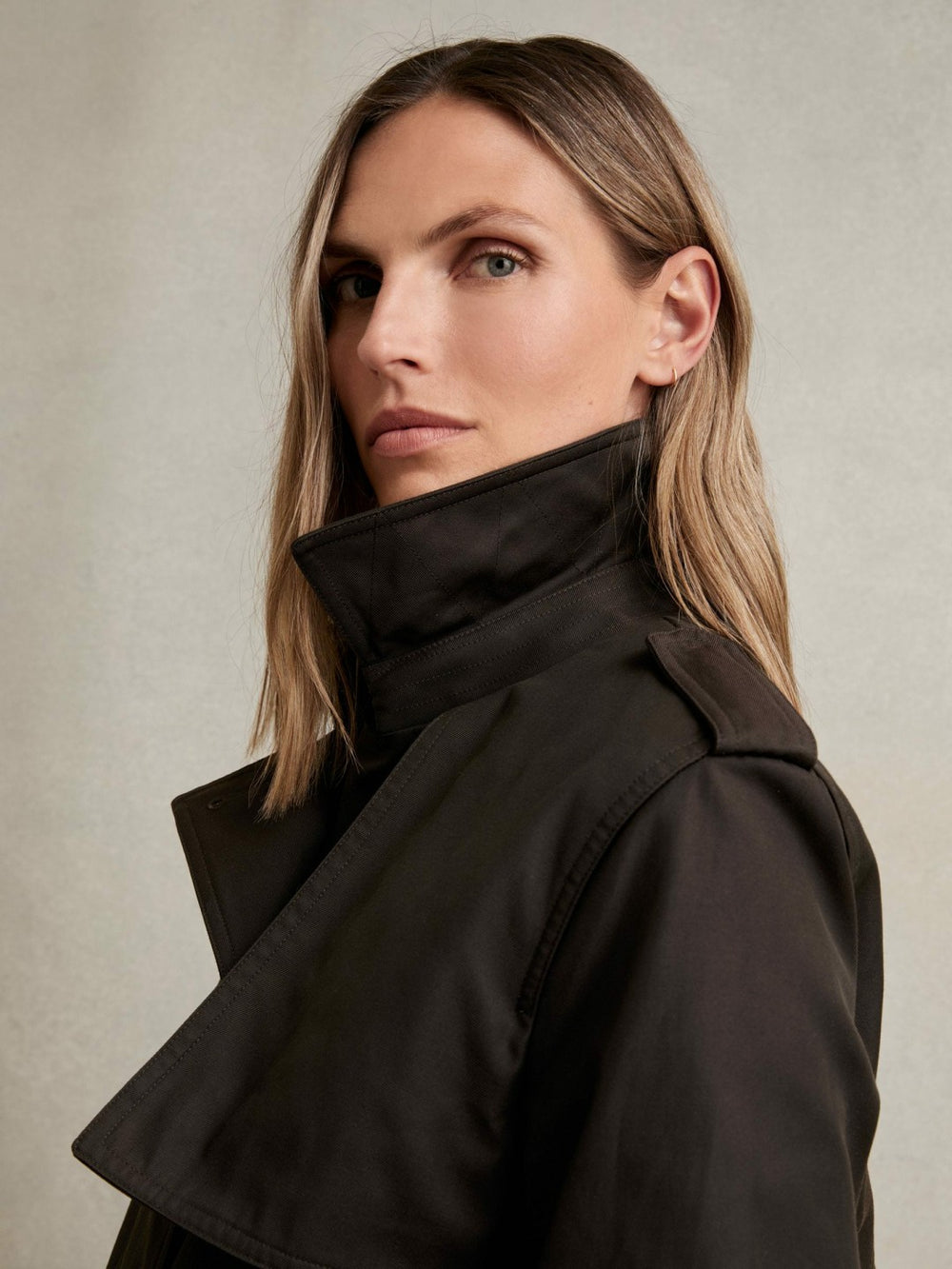 Women Hooded Insert Trench Coat in Chocolate Brown