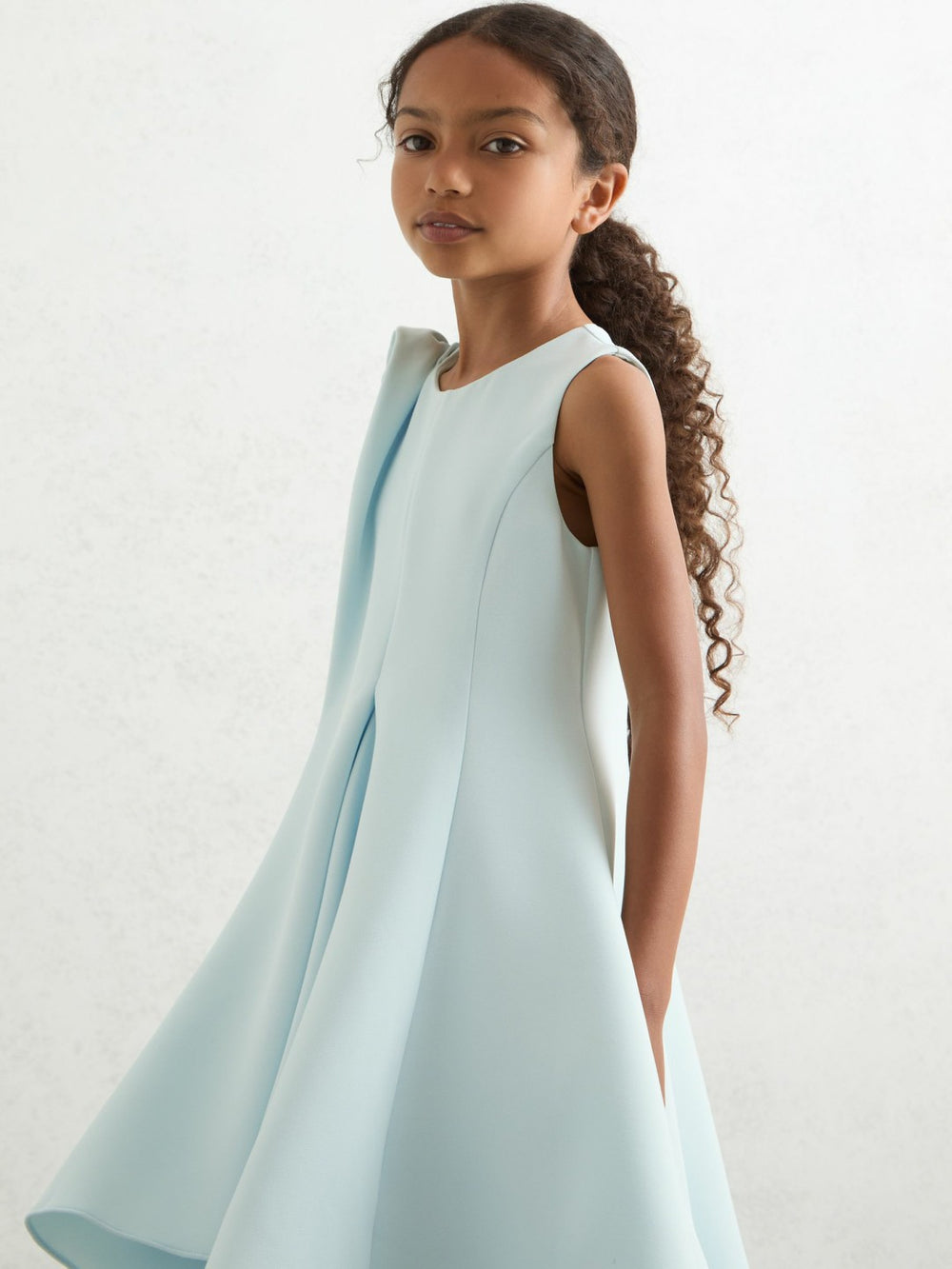 Children & Baby 13-14 yrs Flower-Detail Fit-And-Flare Dress in Blue