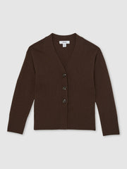 Children & Baby 4-9 yrs Wool-Blend Fitted Cardigan With Cashmere in Brown