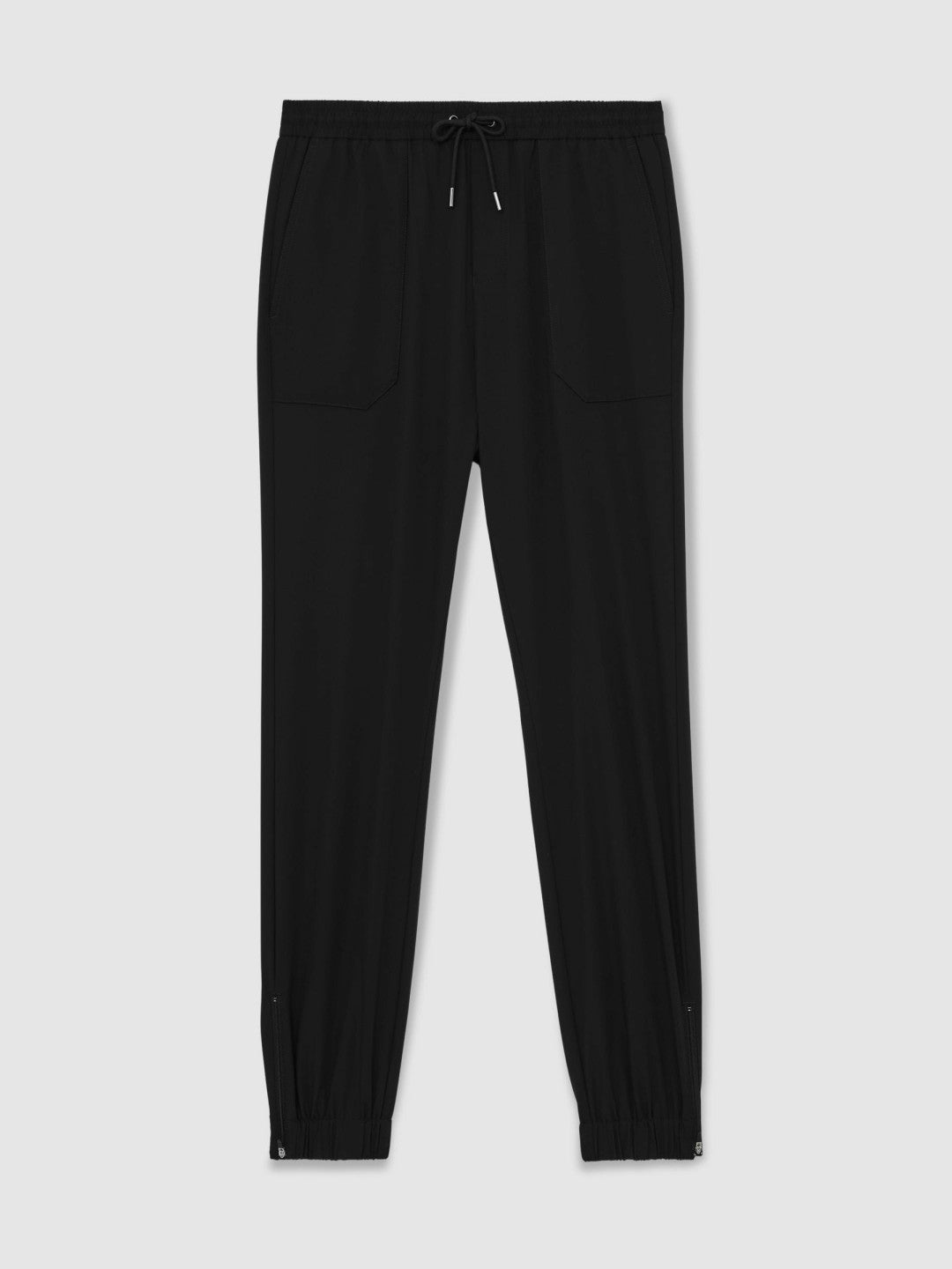 Men Drawstring Technical Cuffed Trousers in Black