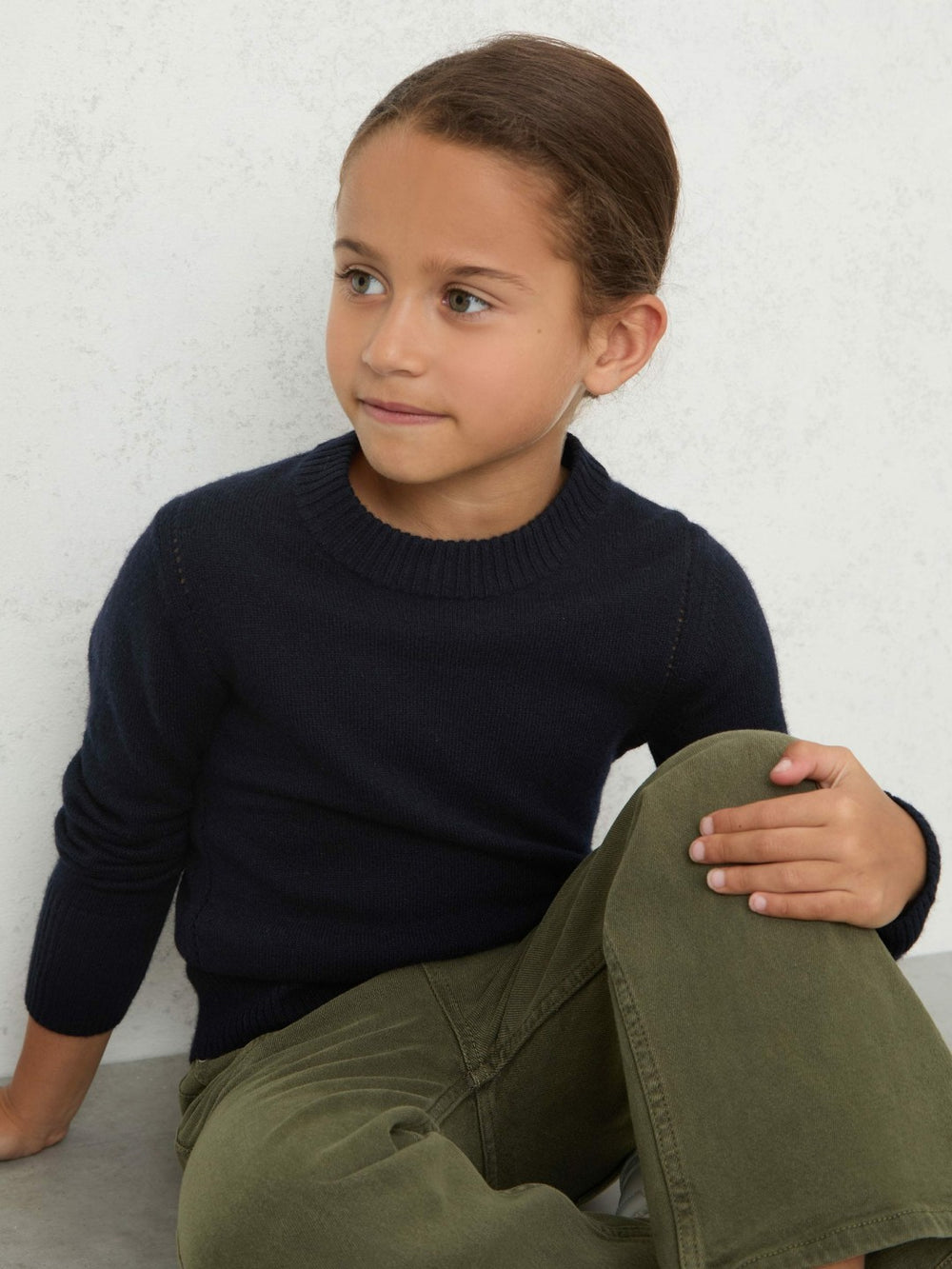 Children & Baby 13-14 yrs Wool-Blend Open-Stitch Jumper with Cashmere in Navy