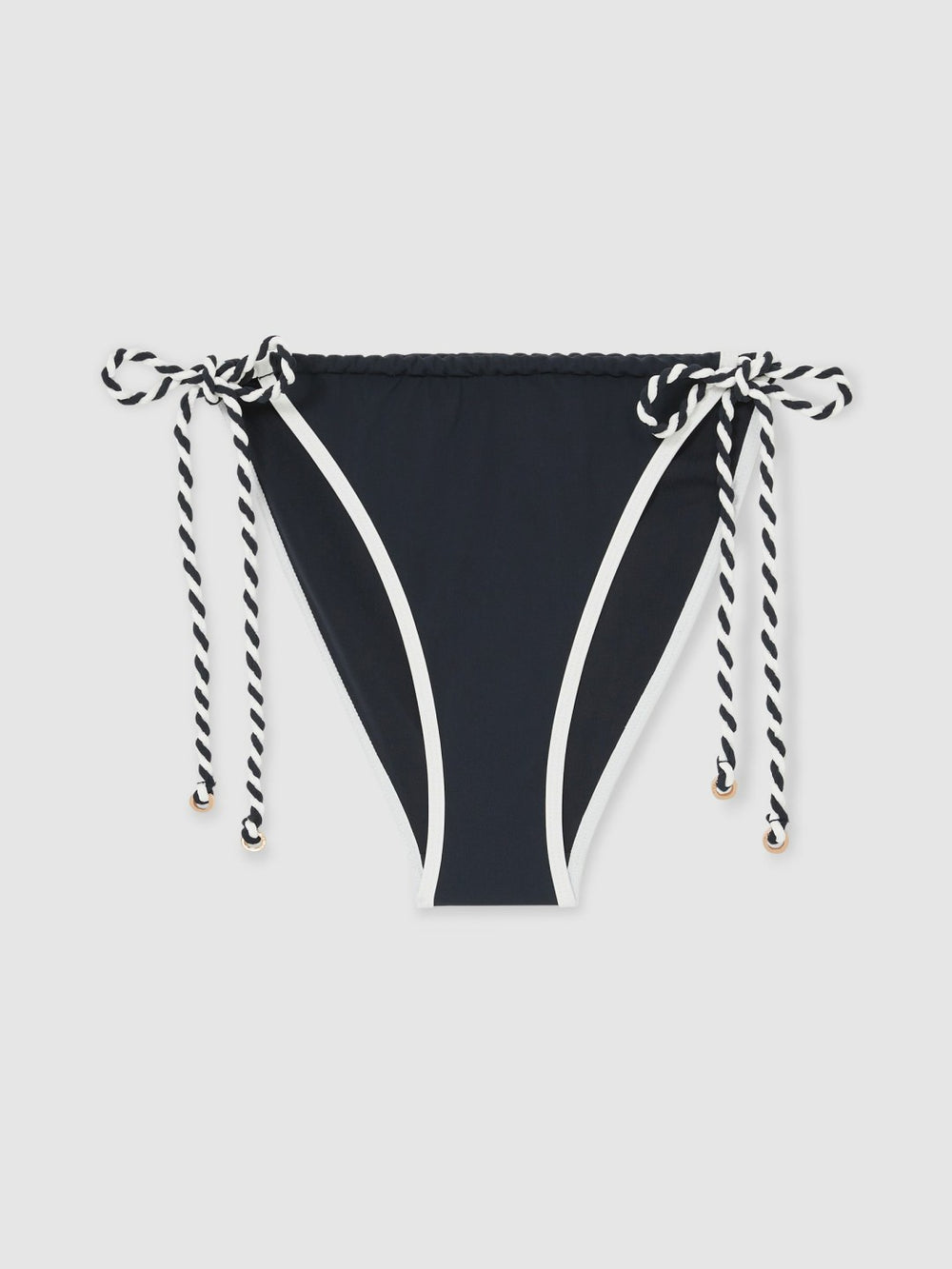 Women Twist-Strap Tie-Side Bikini Bottoms in Navy/White
