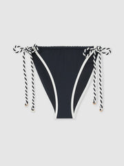 Women Twist-Strap Tie-Side Bikini Bottoms in Navy/White