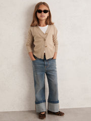 Children & Baby 13-14 yrs Wool-Blend Fitted Cardigan With Cashmere in Neutral