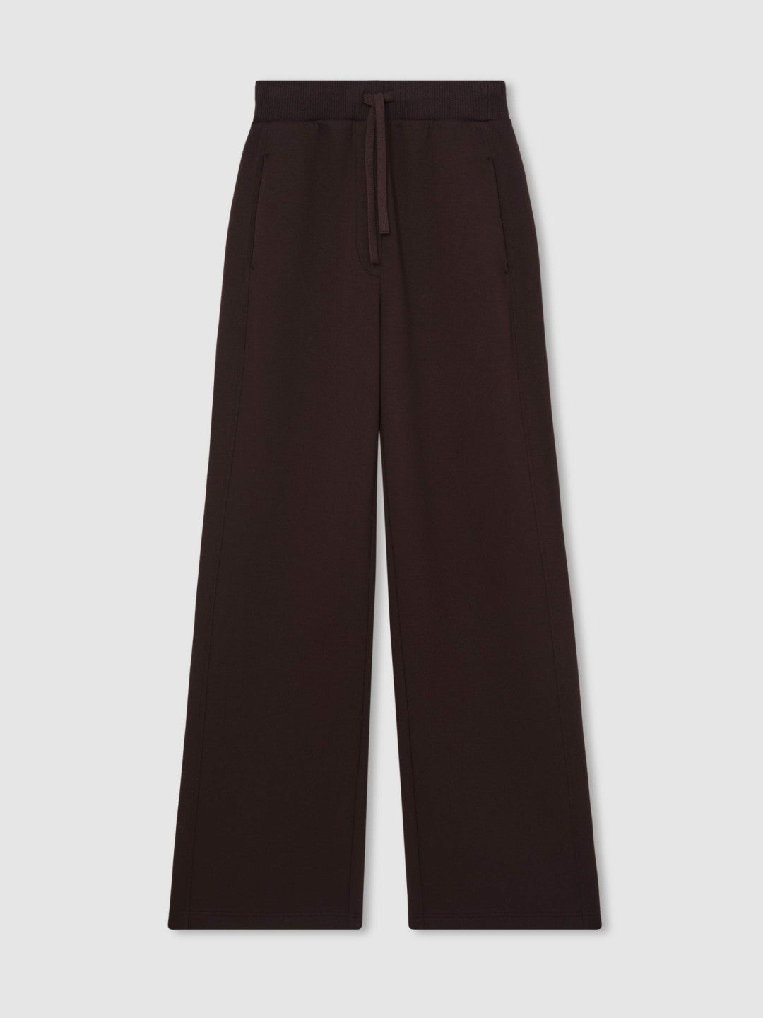 Women Wide-Leg Interlock Drawstring Joggers in Plum