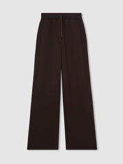 Women Wide-Leg Interlock Drawstring Joggers in Plum
