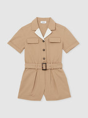 Children & Baby 3-9 yrs Cotton-Lyocell Utility Playsuit in Camel