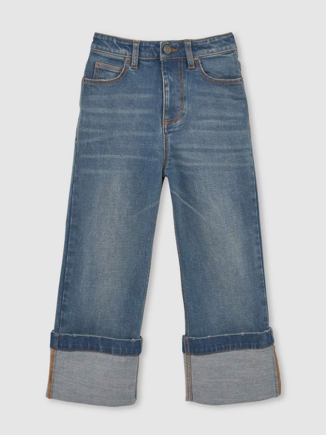 Children & Baby 9-13 yrs Straight-Leg Turn-Up Jeans in Blue