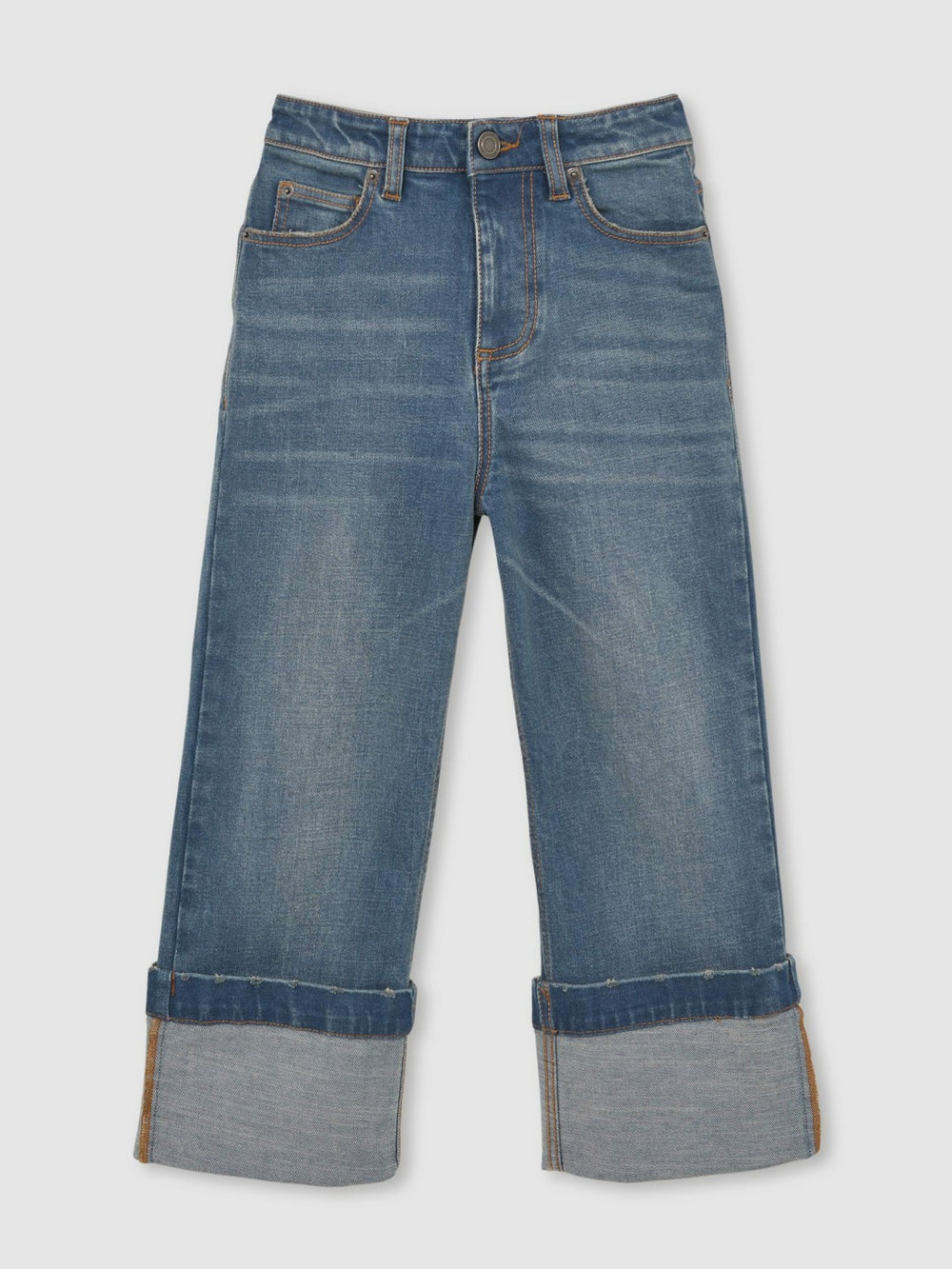 Children & Baby 9-13 yrs Straight-Leg Turn-Up Jeans in Blue