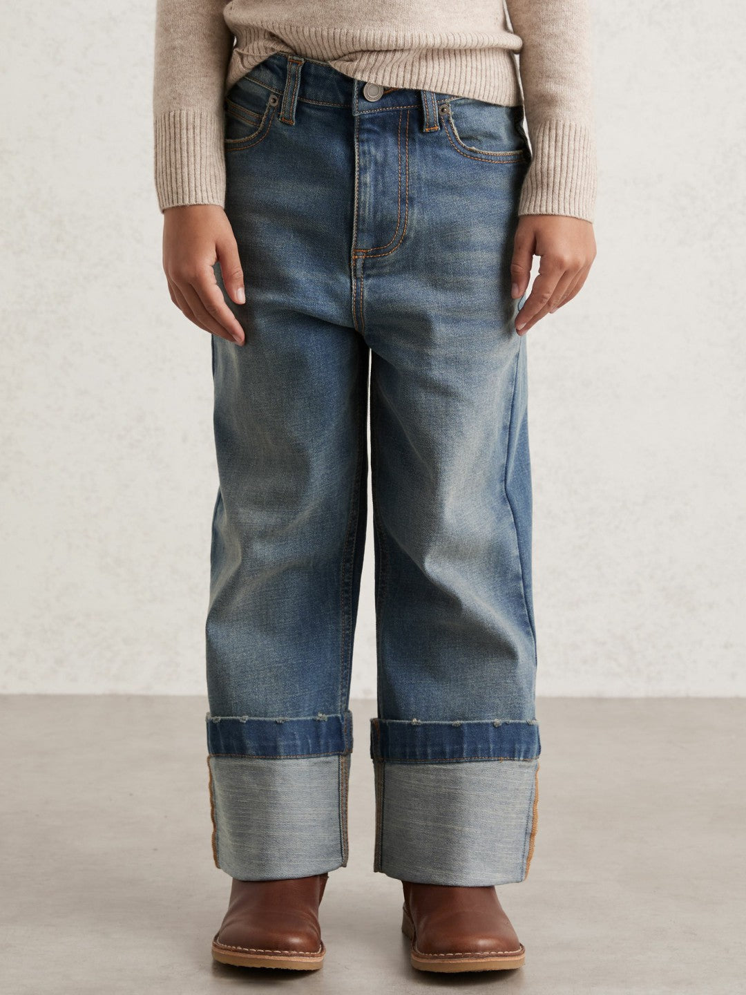 Children & Baby 9-13 yrs Straight-Leg Turn-Up Jeans in Blue