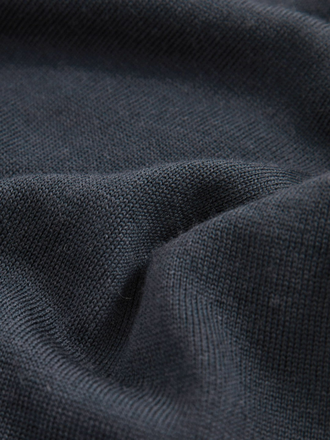 Men Merino Wool Open-Collar Polo Shirt in Midnight Navy