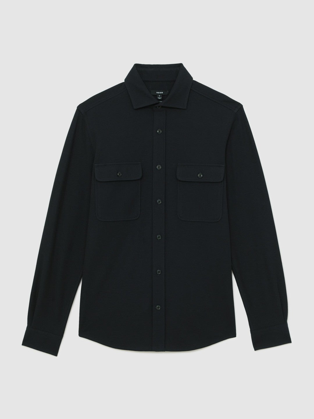 Men Textured Twin Pocket Cotton Blend Overshirt in Navy