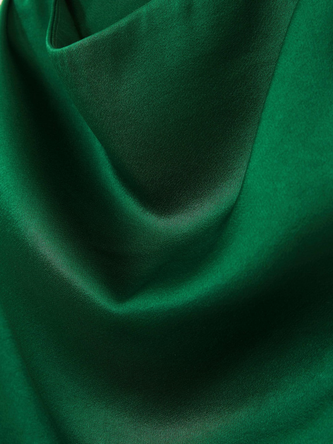 Women Satin Drape-Neck Layered Dress in Green