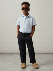 Children & Baby 9-13 yrs Short Sleeve Linen Shirt in Pale Blue