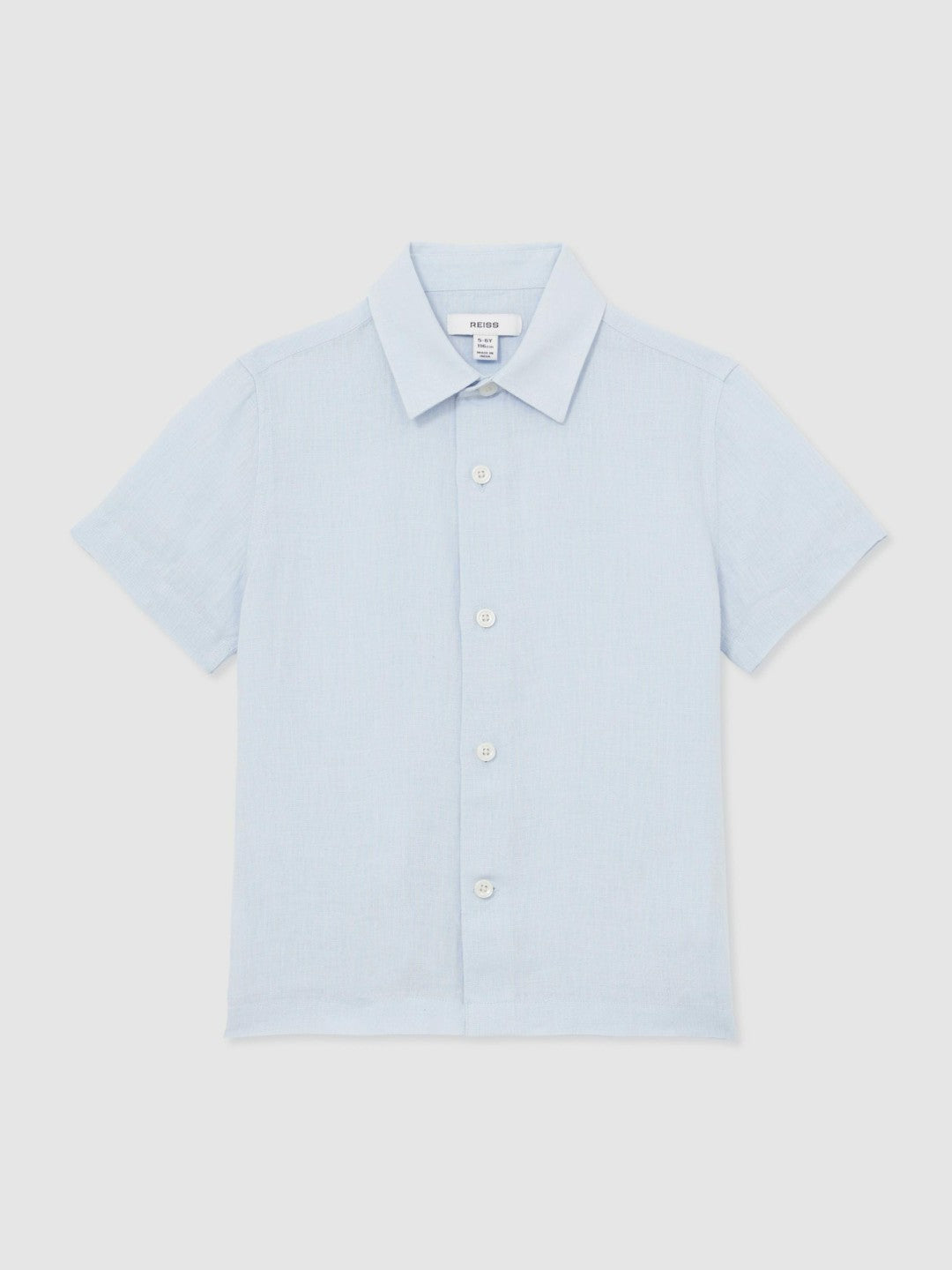 Children & Baby 3-9 yrs Short Sleeve Linen Shirt in Pale Blue