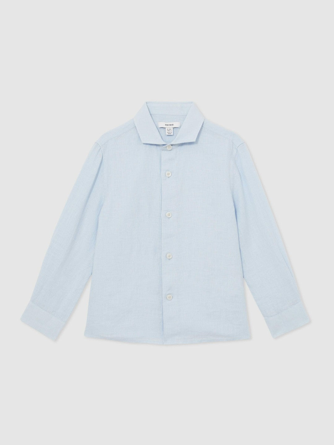 Children & Baby 13-14 yrs Linen Cutaway Collar Shirt in Pale Blue
