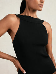 Women Low-Back Rib-Knit Vest in Black