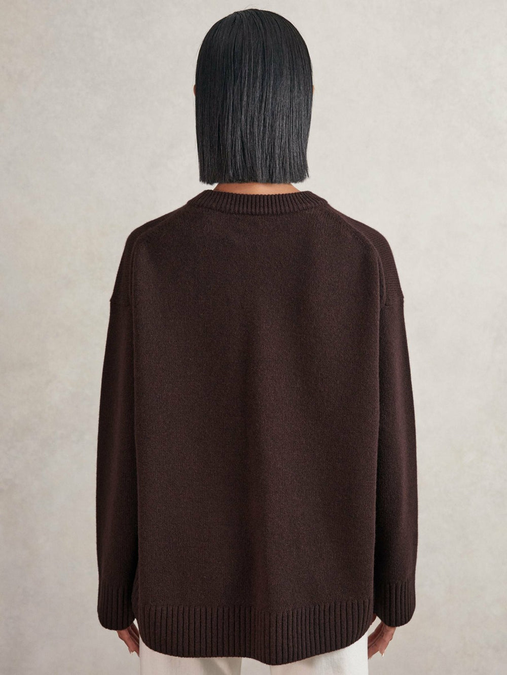 Women Wool-Cashmere Crew-Neck Jumper in Plum