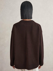 Women Wool-Cashmere Crew-Neck Jumper in Plum