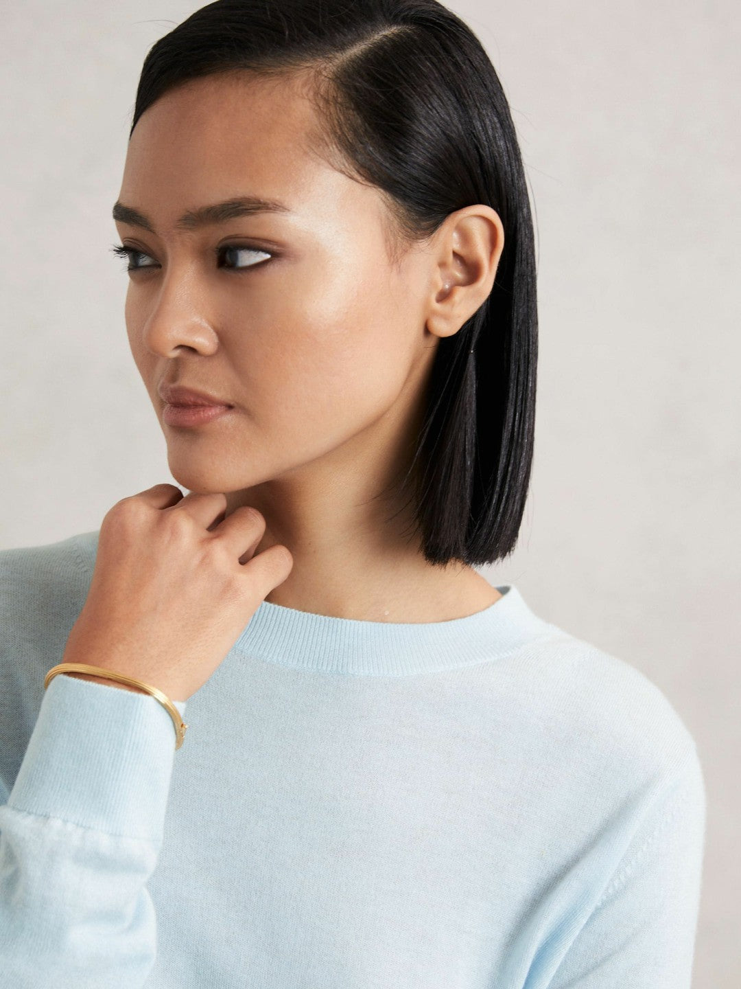 Women Merino Wool Crew-Neck Jumper in Blue