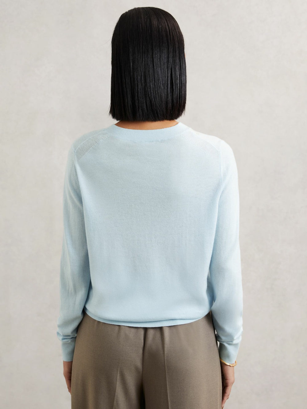 Women Merino Wool Crew-Neck Jumper in Blue