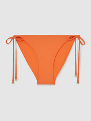 Women Side Tie Bikini Bottoms in Coral Orange